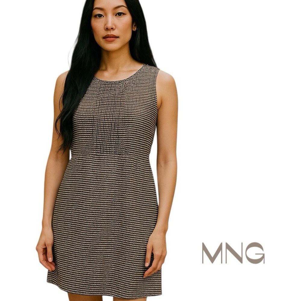 MNG Black Tan Polka Dots Dress NWOT Size 12 Career OfficeCore